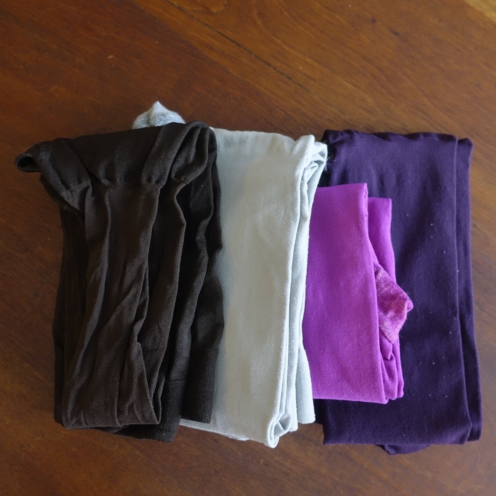 Assorted tights: Brown, Gray, Fuchsia, Purple